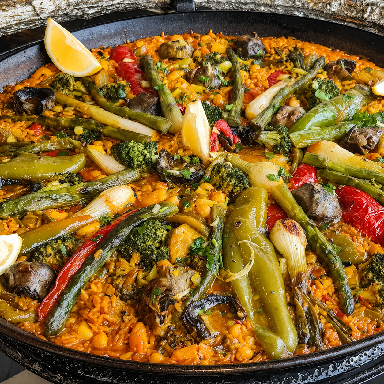 Paella Vegan colorée préparée sur commande